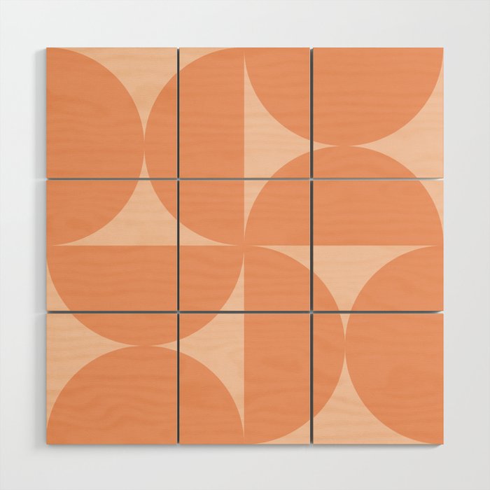 Bauhaus Mid Century Modern Geometric VI Peach Orange Wood Wall Art Gallery Image 1