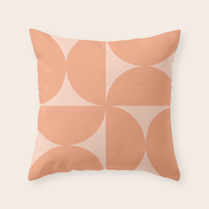 Bauhaus Mid Century Modern Geometric VI Peach Orange Throw Pillow Gallery Image 6