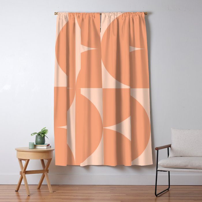 Bauhaus Mid Century Modern Geometric VI Peach Orange Window Curtain Gallery Image 5