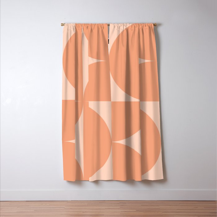 Bauhaus Mid Century Modern Geometric VI Peach Orange Window Curtain Gallery Image 3