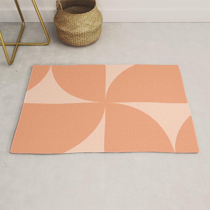 Bauhaus Mid Century Modern Geometric VI Peach Orange Rug Gallery Image 1