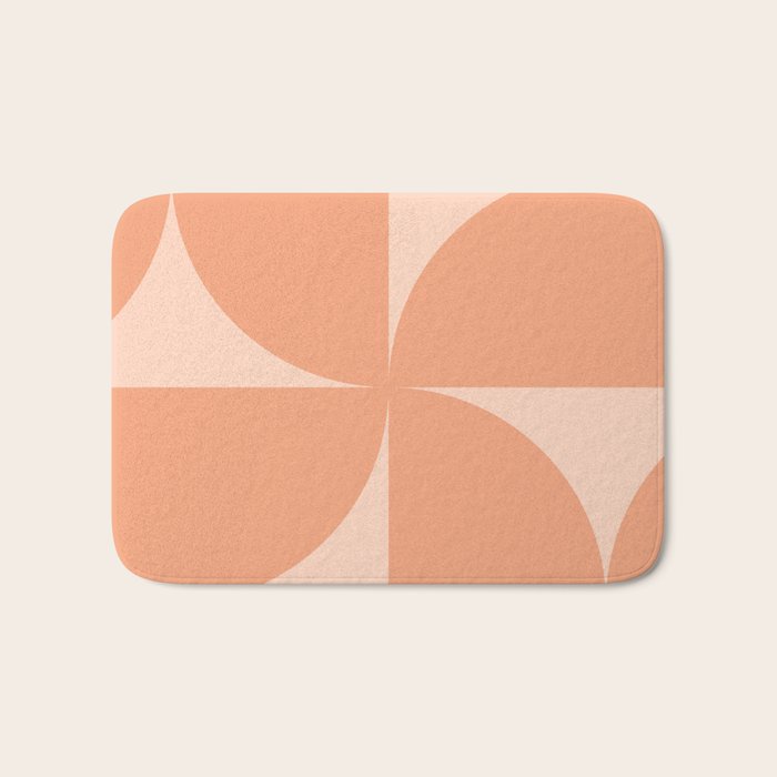 Bauhaus Mid Century Modern Geometric VI Peach Orange Bath Mat Gallery Image 1
