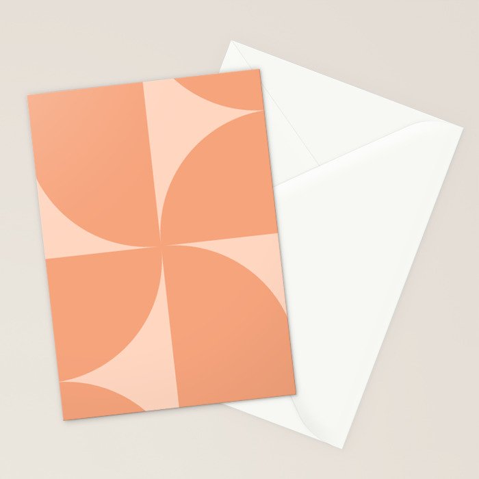 Bauhaus Mid Century Modern Geometric VI Peach Orange Stationery Card Gallery Image 2