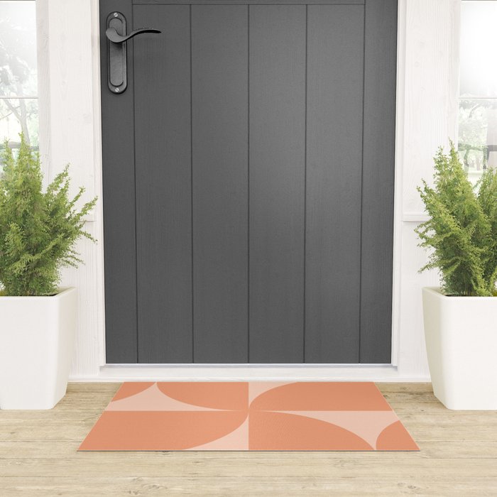 Bauhaus Mid Century Modern Geometric VI Peach Orange Welcome Mat Gallery Image 3