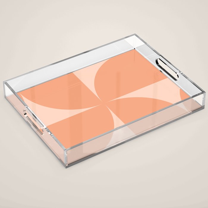 Bauhaus Mid Century Modern Geometric VI Peach Orange Acrylic Tray Gallery Image 1