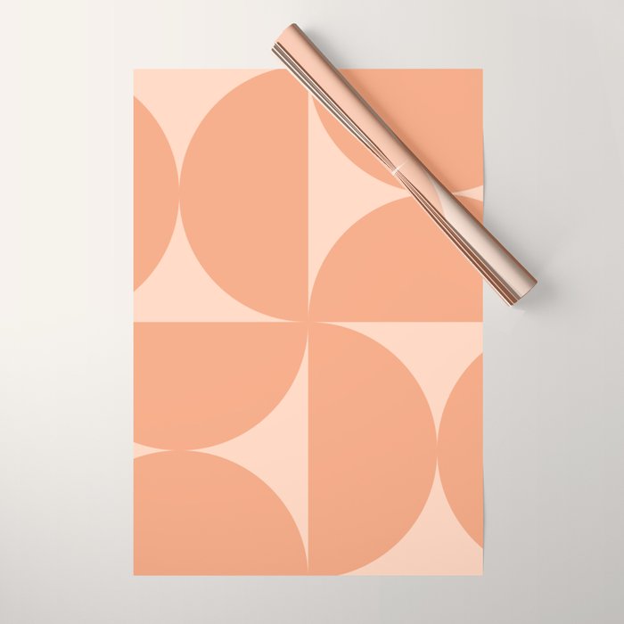 Bauhaus Mid Century Modern Geometric VI Peach Orange Wrapping Paper Gallery Image 1