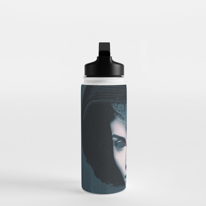 Red Flowers/Lady Portrait Water Bottle Gallery Image 3