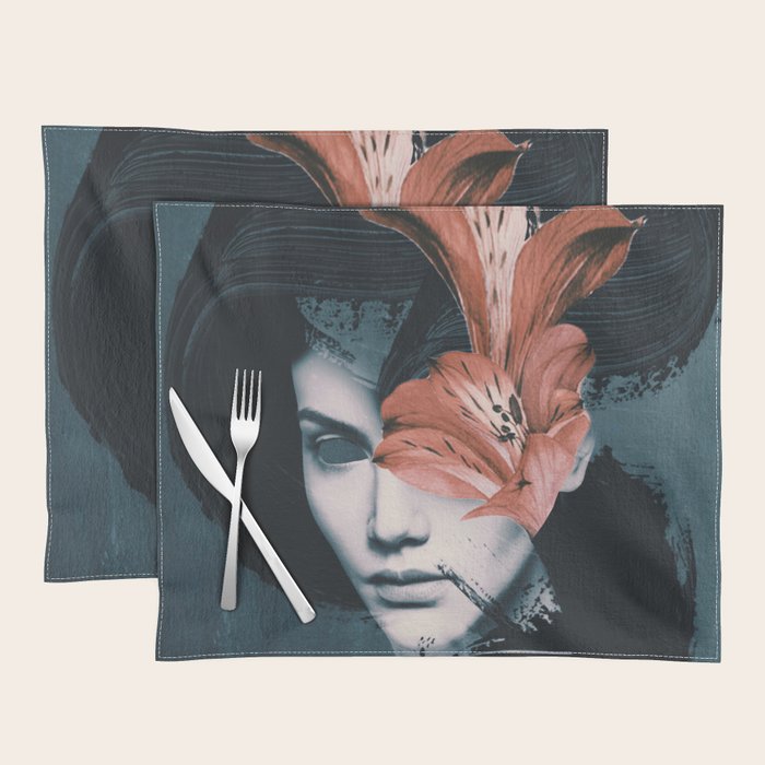 Red Flowers/Lady Portrait Placemat Gallery Image 1