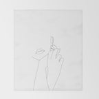 Minimalist face illustration - Fleur Throw Blanket Gallery Image 2
