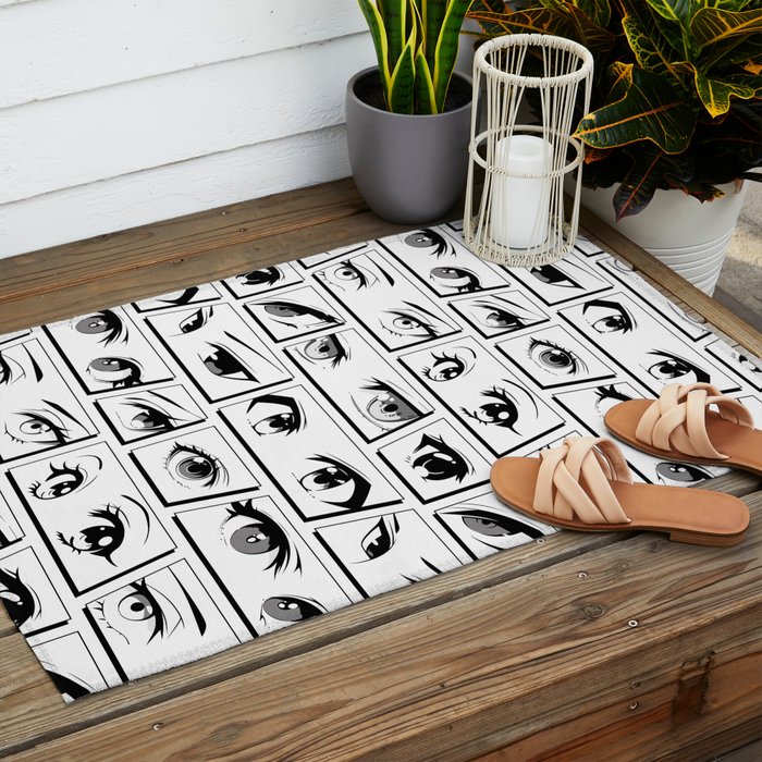 Anime eye cartoon comic art pattern Outdoor Rug Gallery Image 2