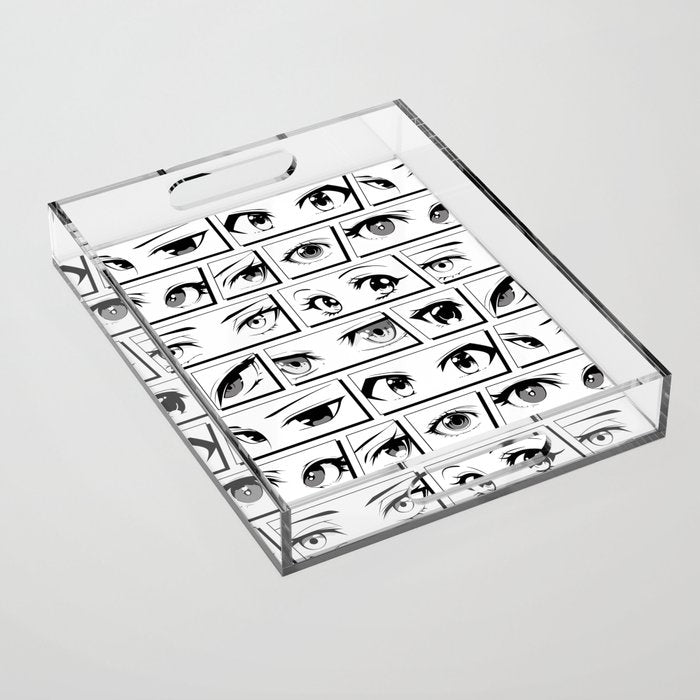 Anime eye cartoon comic art pattern Acrylic Tray Gallery Image 1