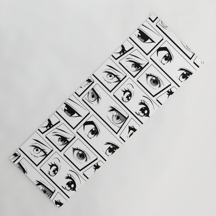 Anime eye cartoon comic art pattern Yoga Mat Gallery Image 1