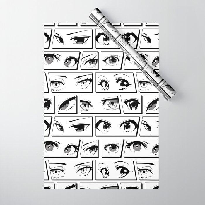 Anime eye cartoon comic art pattern Wrapping Paper Gallery Image 1