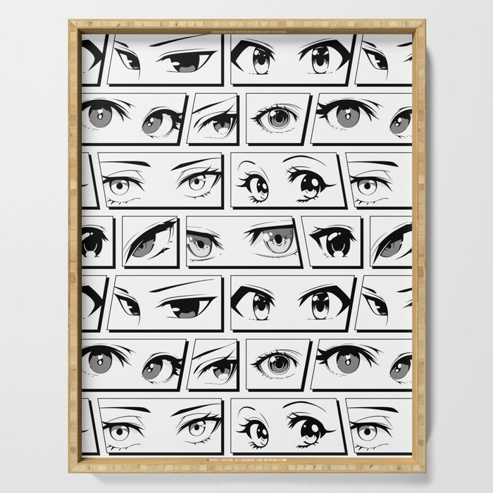 Anime eye cartoon comic art pattern Serving Tray Gallery Image 1