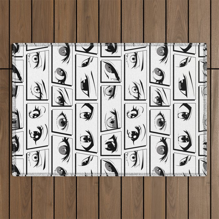 Anime eye cartoon comic art pattern Outdoor Rug Gallery Image 1