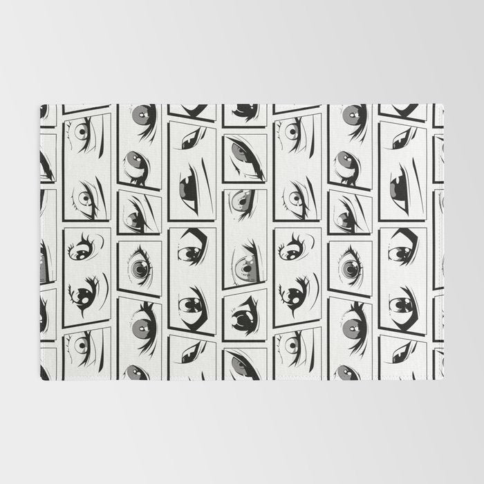 Anime eye cartoon comic art pattern Rug Gallery Image 2