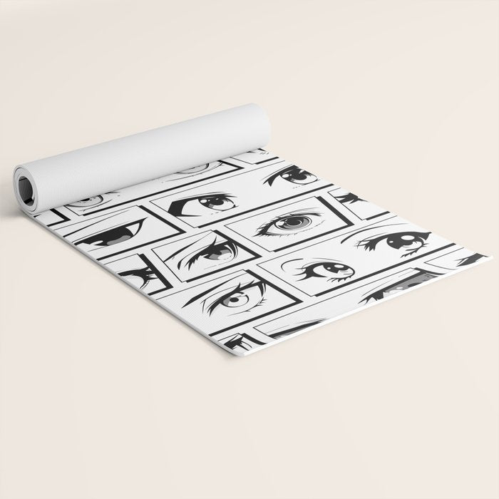 Anime eye cartoon comic art pattern Yoga Mat Gallery Image 2
