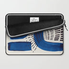 Colorful Mid Century Modern Abstract Fun Shapes Patterns Navy Blue Abstract Expressionism Laptop Sleeve Gallery Image 2
