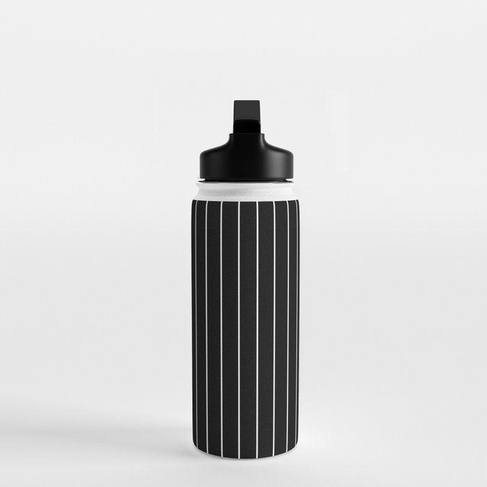Thin lines vertical white background black Water Bottle Gallery Image 3