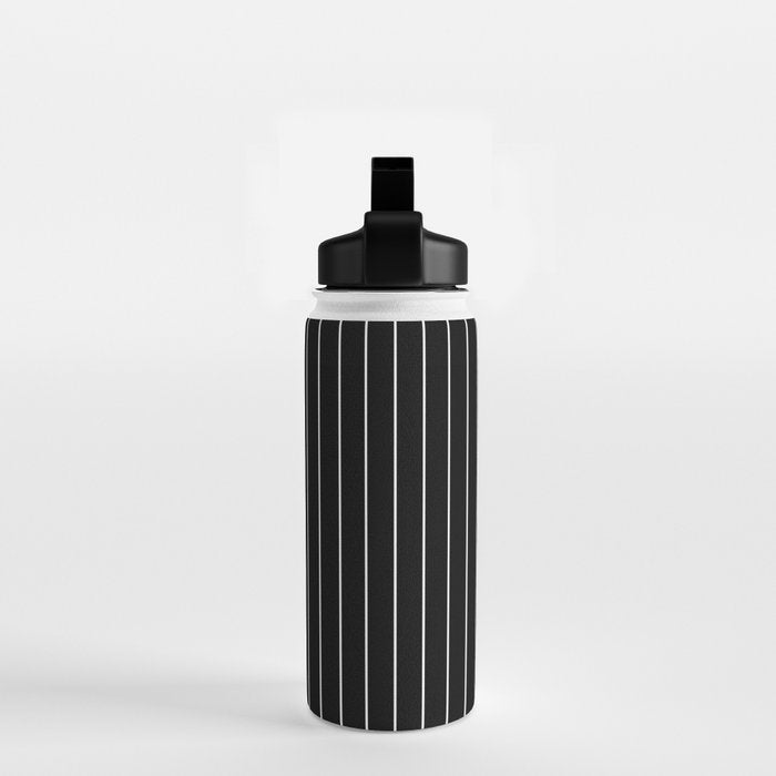 Thin lines vertical white background black Water Bottle Gallery Image 2