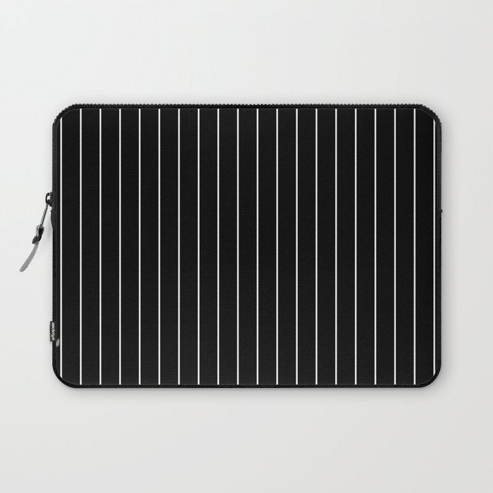 Thin lines vertical white background black Laptop Sleeve Gallery Image 1