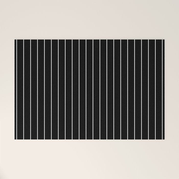 Thin lines vertical white background black Welcome Mat