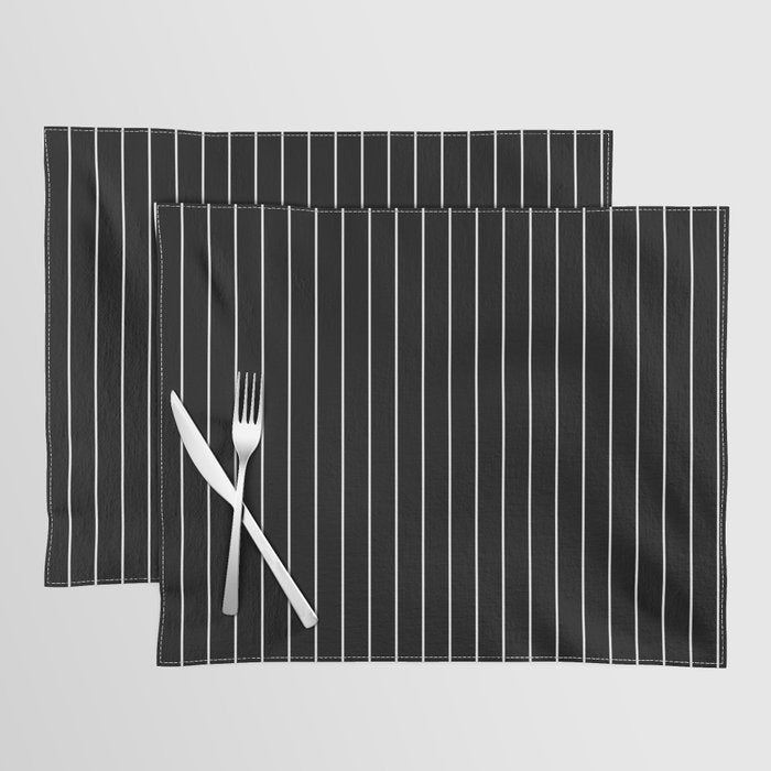 Thin lines vertical white background black Placemat Gallery Image 1
