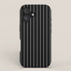 Thin lines vertical white background black iPhone Case Gallery Image 1