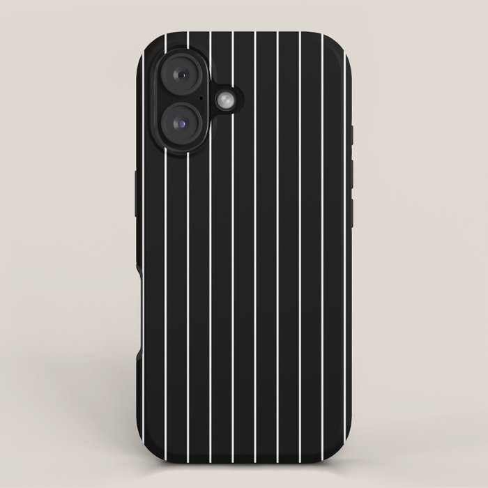 Thin lines vertical white background black iPhone Case Gallery Image 1