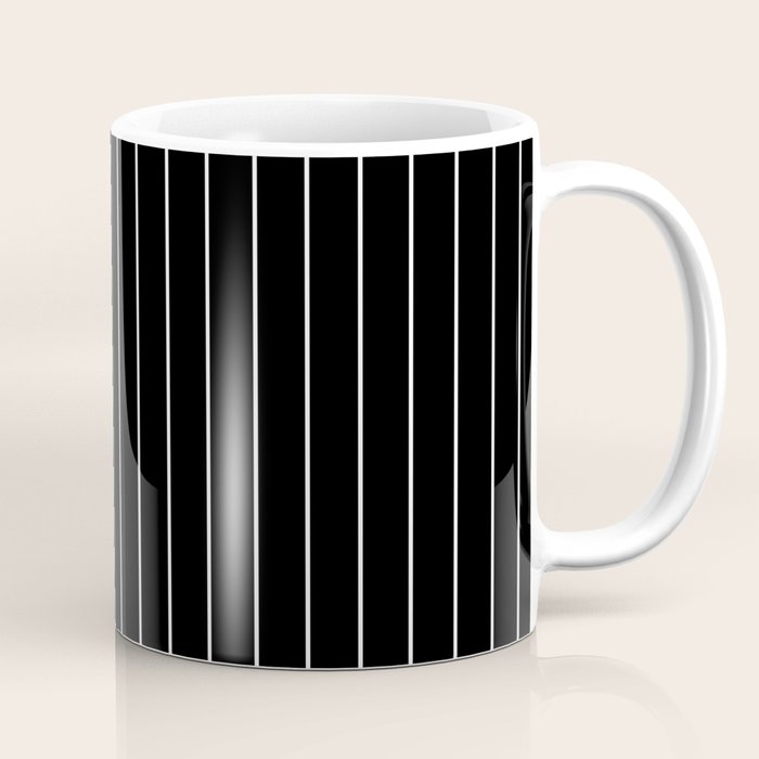 Thin lines vertical white background black Coffee Mug Gallery Image 1