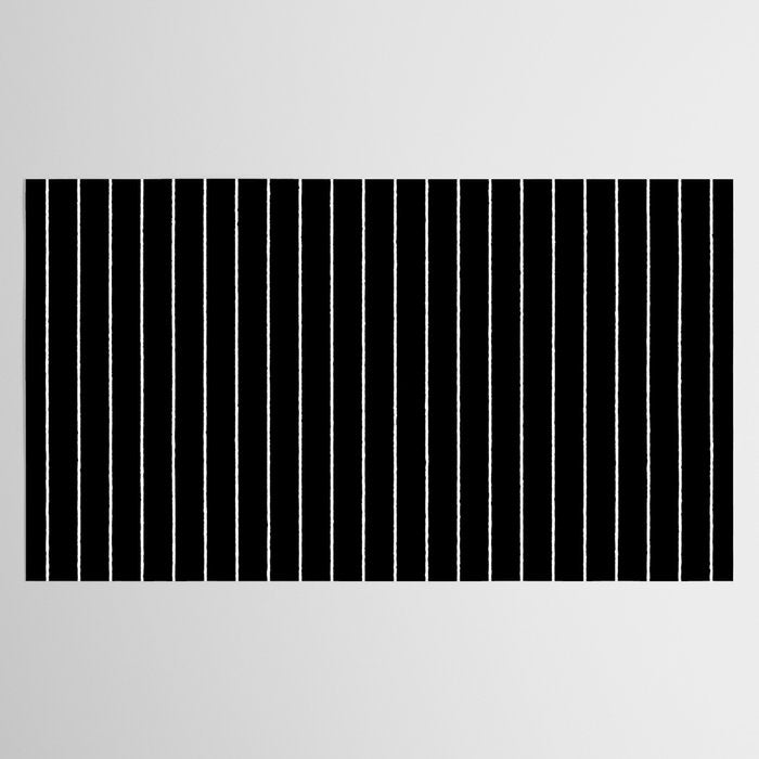 Thin lines vertical white background black Tablecloth Gallery Image 2