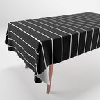 Thin lines vertical white background black Tablecloth Gallery Image 1