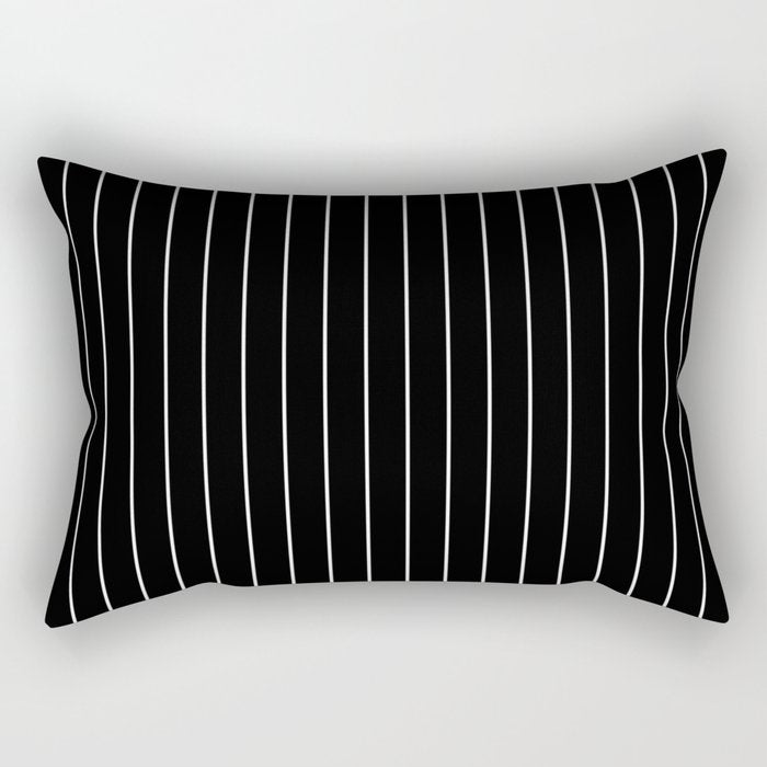 Thin lines vertical white background black Rectangular Pillow Gallery Image 1