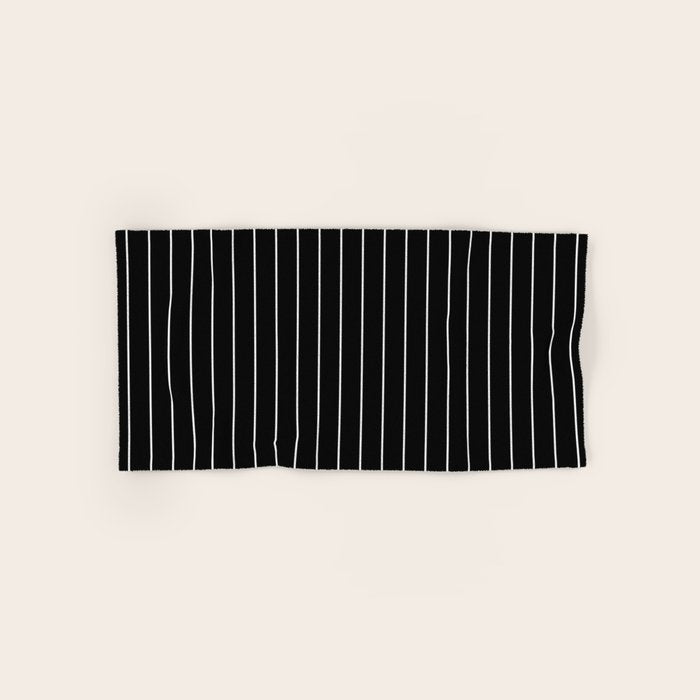 Thin lines vertical white background black Bath Towel Gallery Image 1