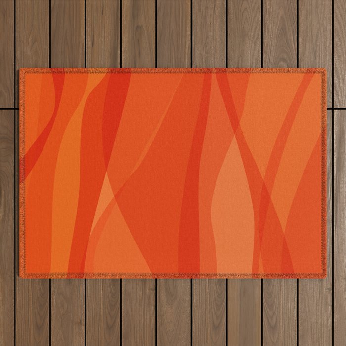 Modern Abstract Shapes in Orange Outdoor Rug Gallery Image 1