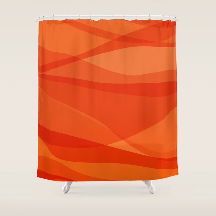 Modern Abstract Shapes in Orange Shower Curtain Gallery Image 1