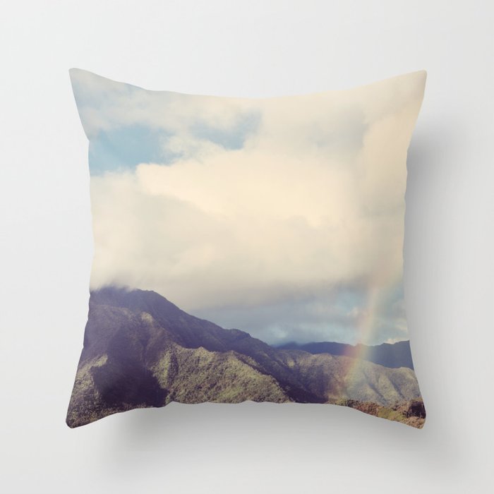 Kauai Rainbow - Hawaii Nature, Landscape Photography Throw Pillow Gallery Image 1