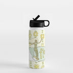 go with the flow flower power surf // retro surf art by surfy birdy Water Bottle Gallery Image 1