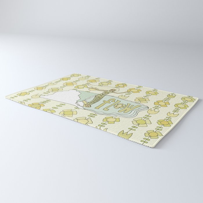 go with the flow flower power surf // retro surf art by surfy birdy Rug Gallery Image 3