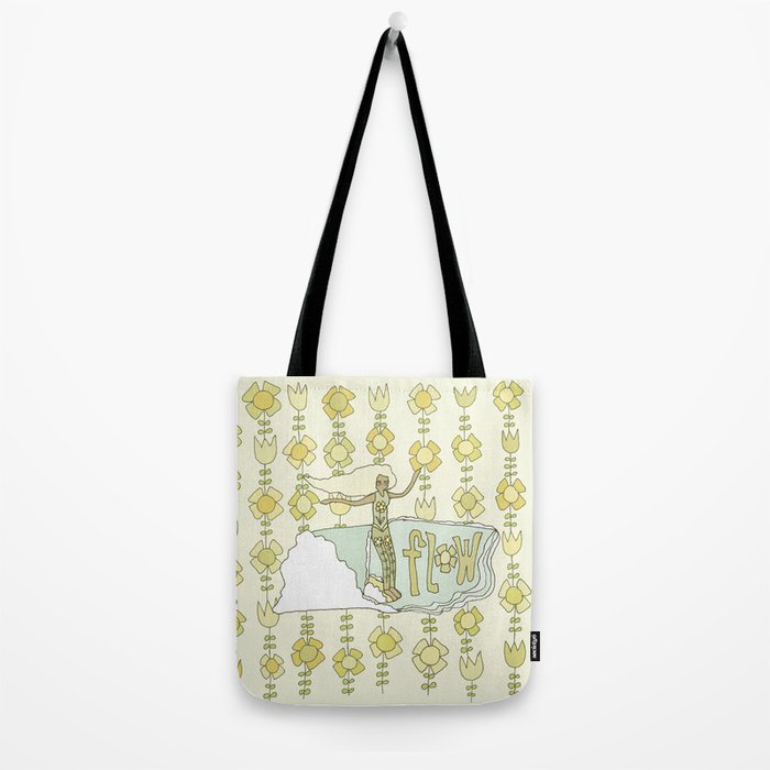 go with the flow flower power surf // retro surf art by surfy birdy Tote Bag Gallery Image 2