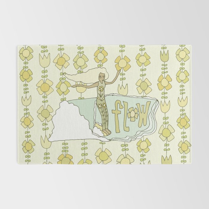 go with the flow flower power surf // retro surf art by surfy birdy Rug Gallery Image 2