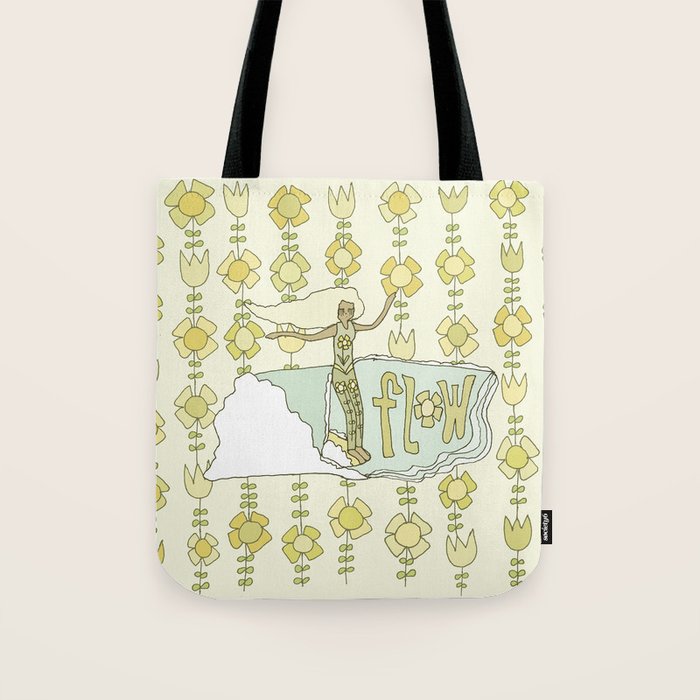 go with the flow flower power surf // retro surf art by surfy birdy Tote Bag Gallery Image 1