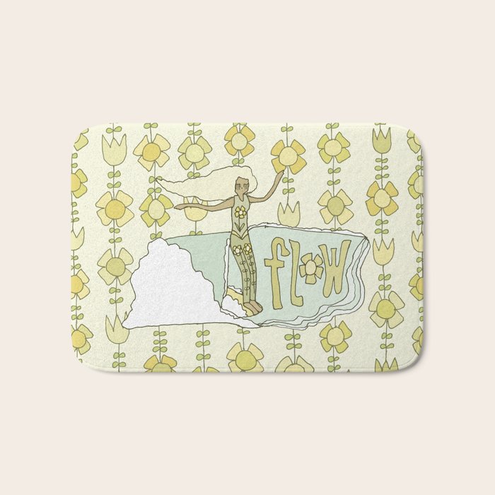 go with the flow flower power surf // retro surf art by surfy birdy Bath Mat Gallery Image 1