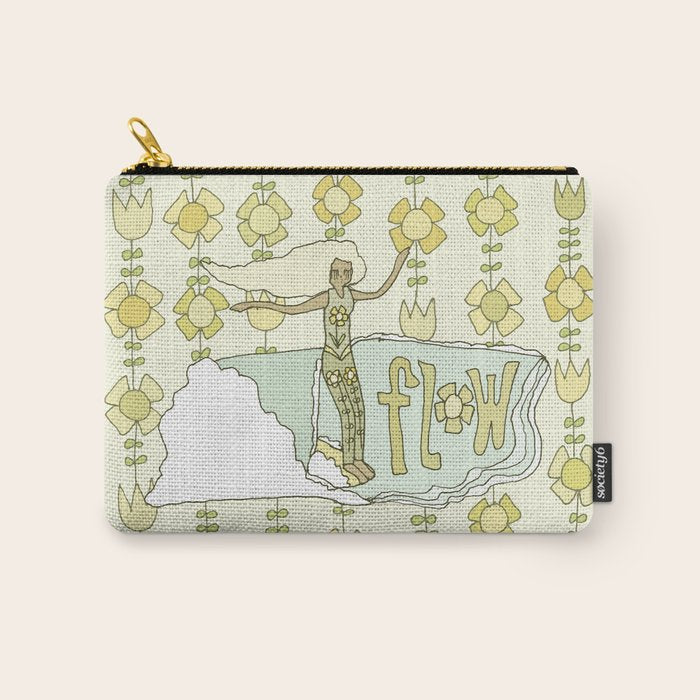 go with the flow flower power surf // retro surf art by surfy birdy Carry All Pouch Gallery Image 1