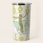 go with the flow flower power surf // retro surf art by surfy birdy Travel Mug Gallery Image 1