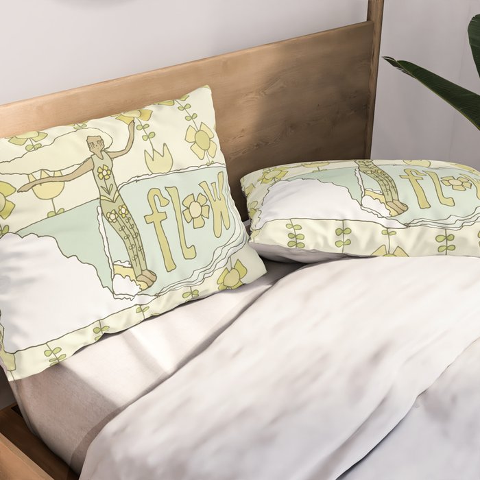 go with the flow flower power surf // retro surf art by surfy birdy Pillow Sham Gallery Image 2