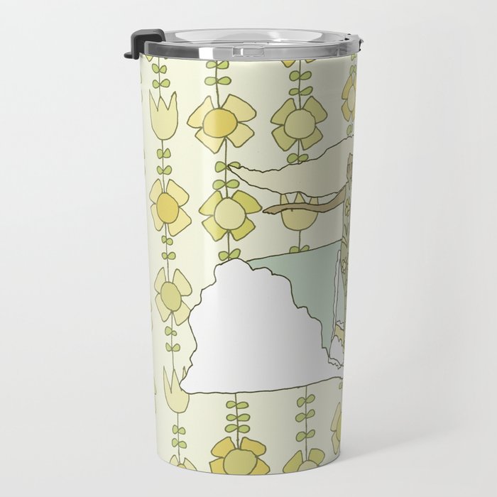 go with the flow flower power surf // retro surf art by surfy birdy Travel Mug Gallery Image 3