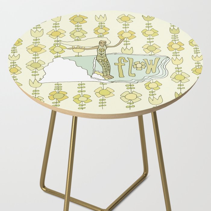 go with the flow flower power surf // retro surf art by surfy birdy Side Table Gallery Image 2