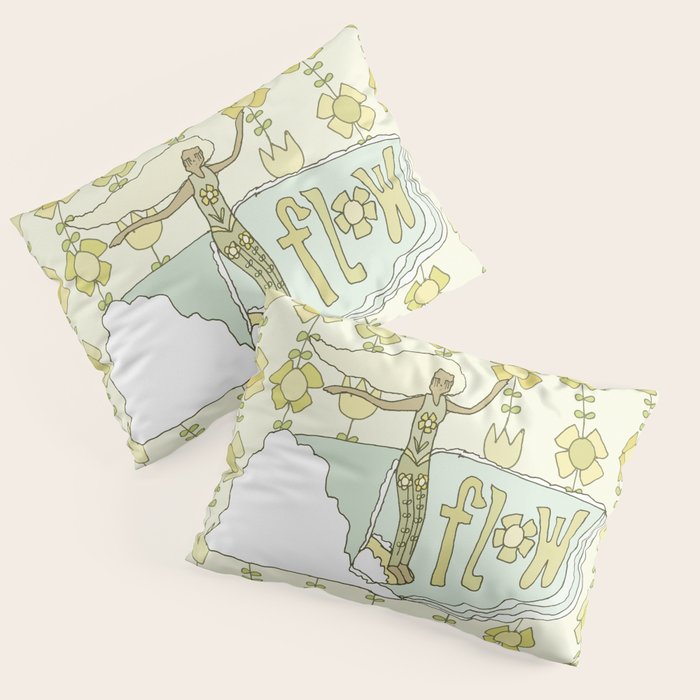 go with the flow flower power surf // retro surf art by surfy birdy Pillow Sham Gallery Image 3