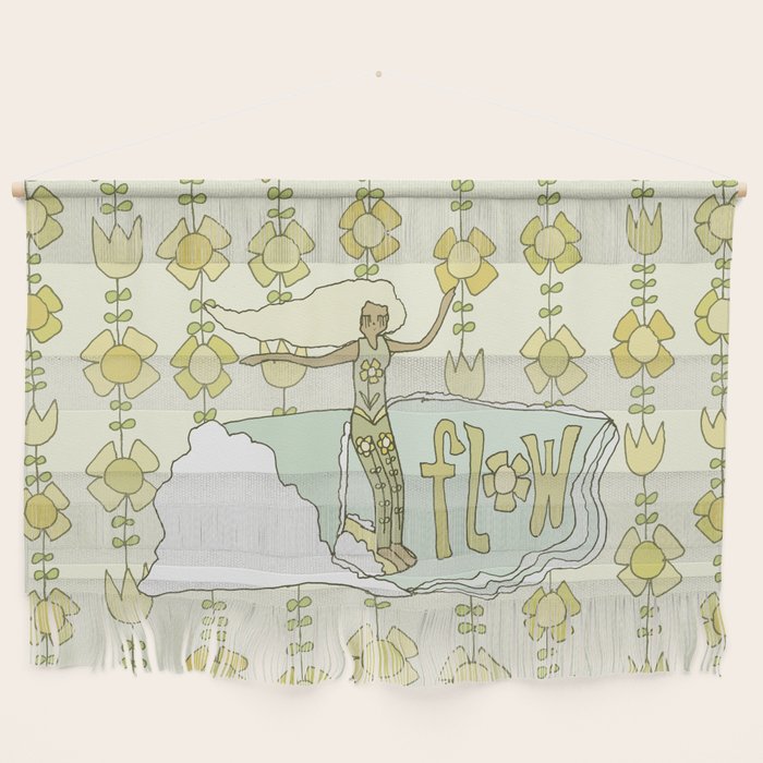 go with the flow flower power surf // retro surf art by surfy birdy Wall Hanging Gallery Image 1